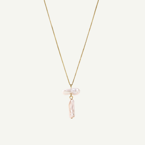 Cayla Pearl Drop Necklace, Gold