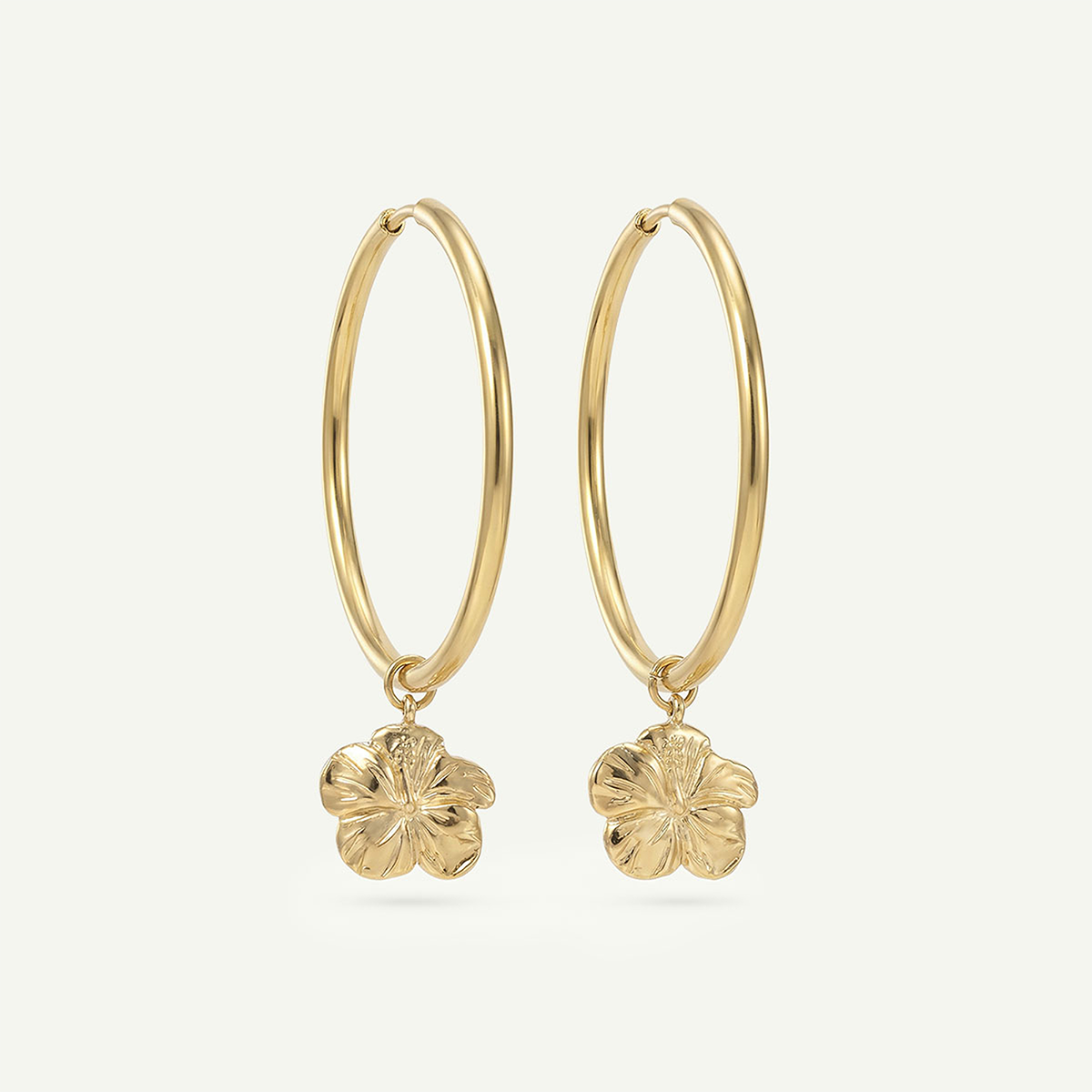 Hibiscus Large Hoops, Gold
