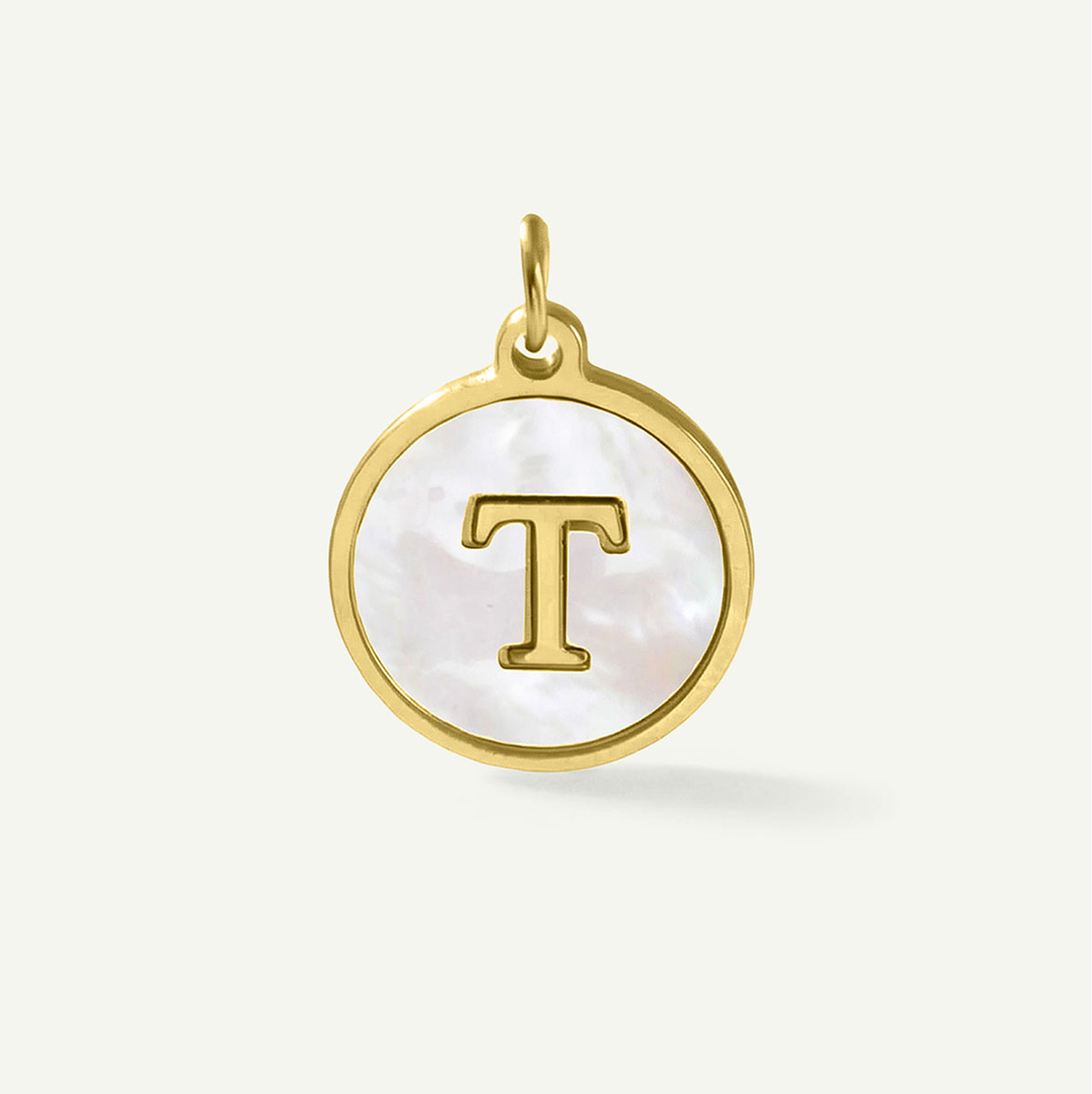 MOP Circle Monogram Letter Charm