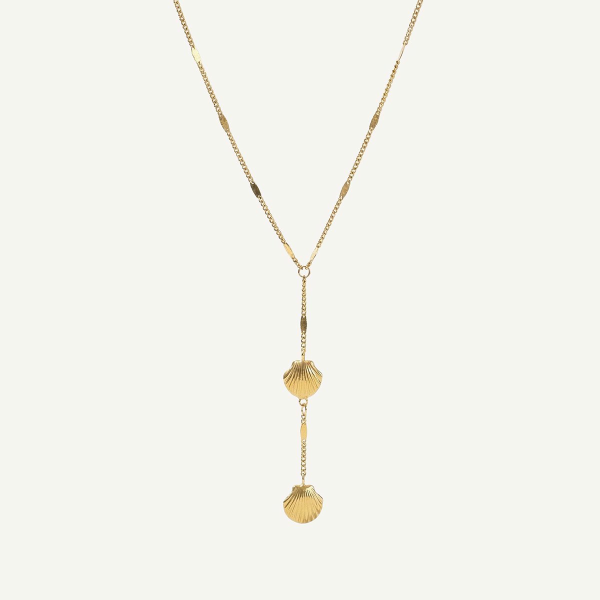 Golden Shell Drop Necklace, Gold