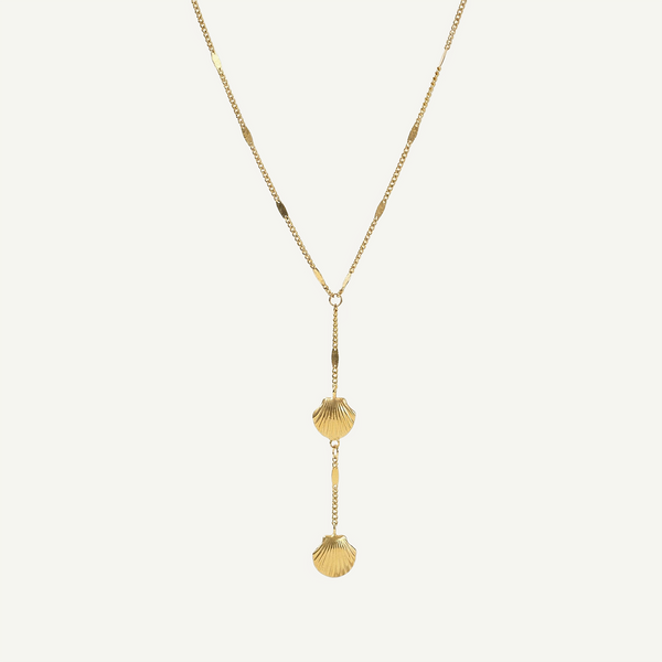 Golden Shell Drop Necklace, Gold