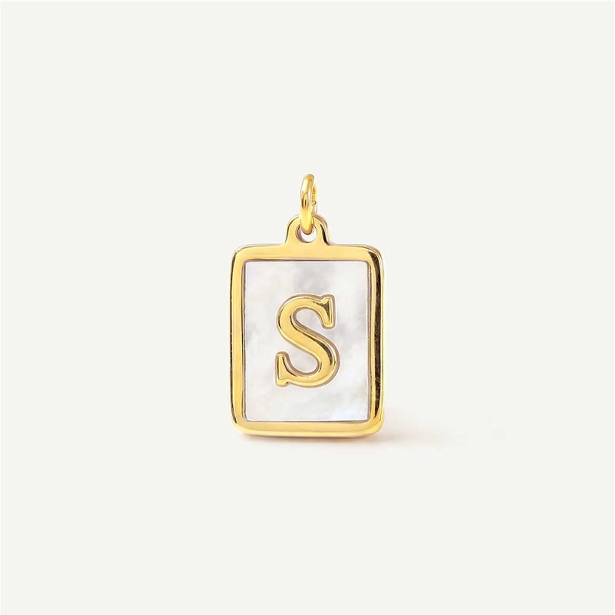 MOP Rectangle Monogram Letter Charm