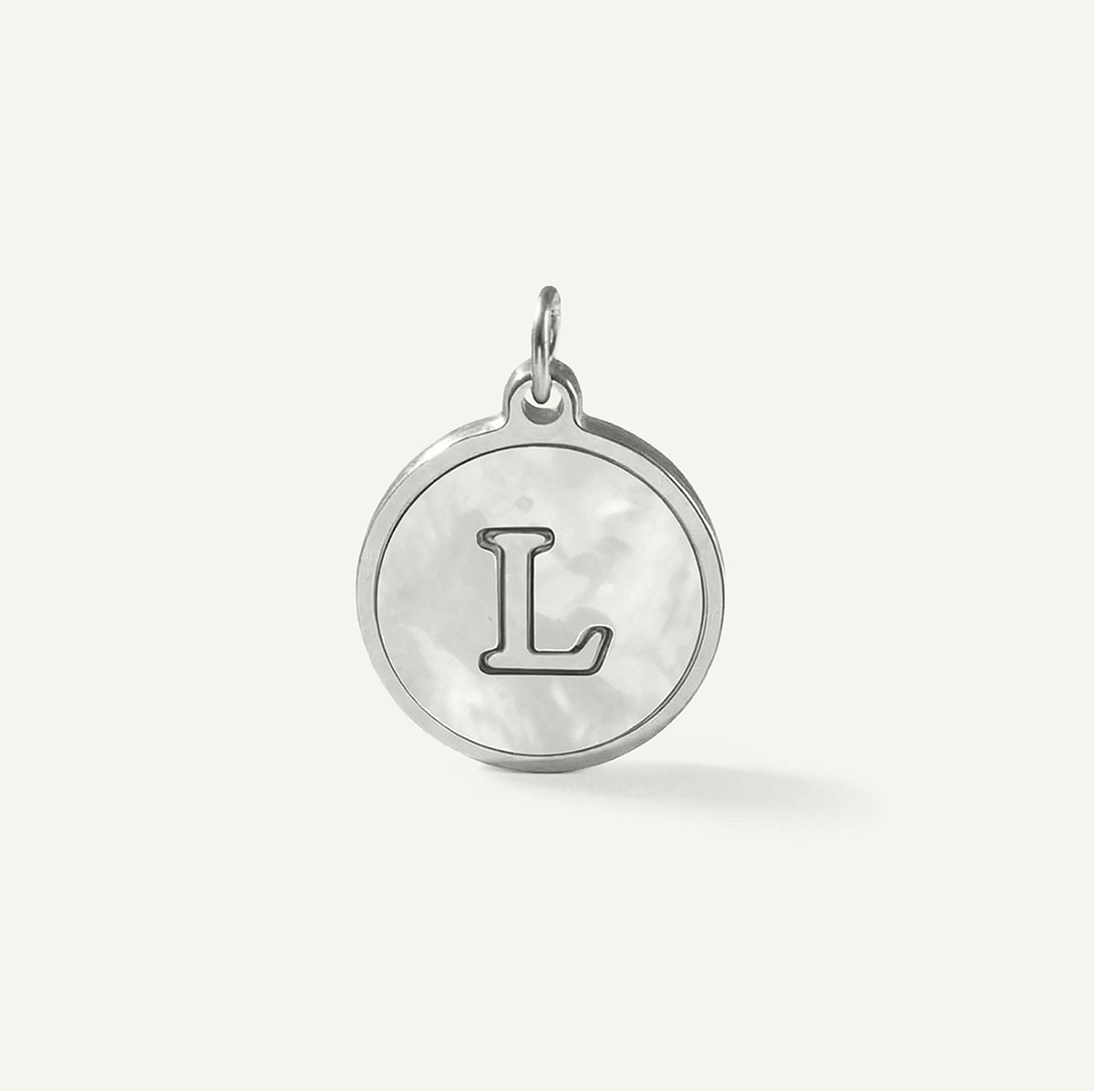 MOP Circle Monogram Letter Charm