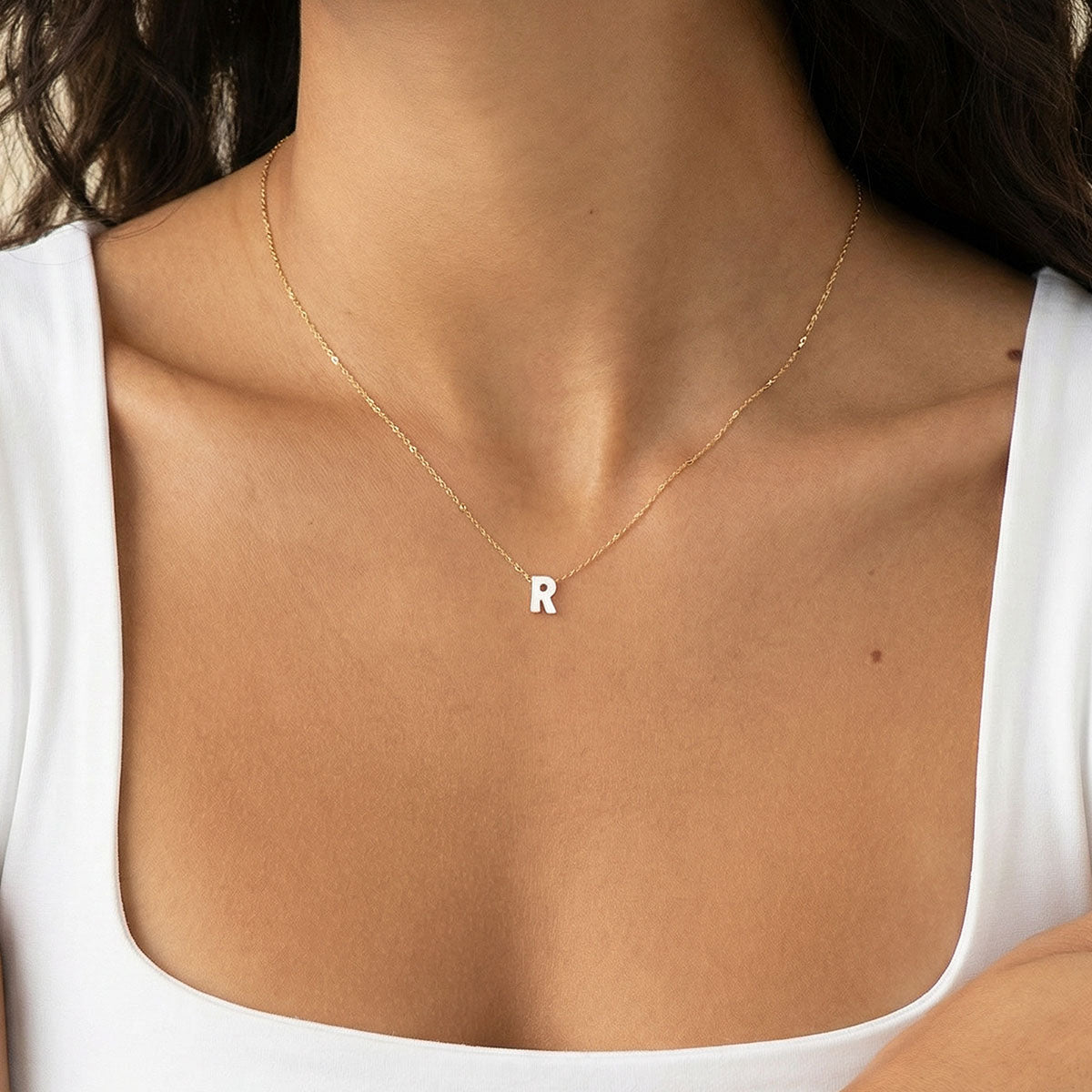 Monogram Mini Mother of Pearl Necklace