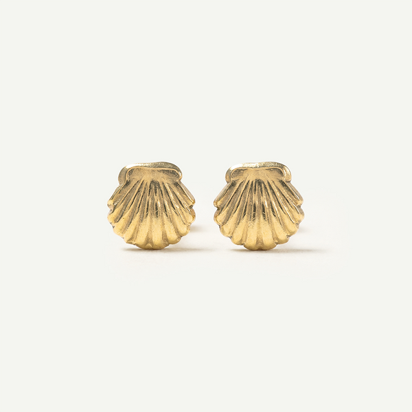 Mini Golden Shell Studs, Gold