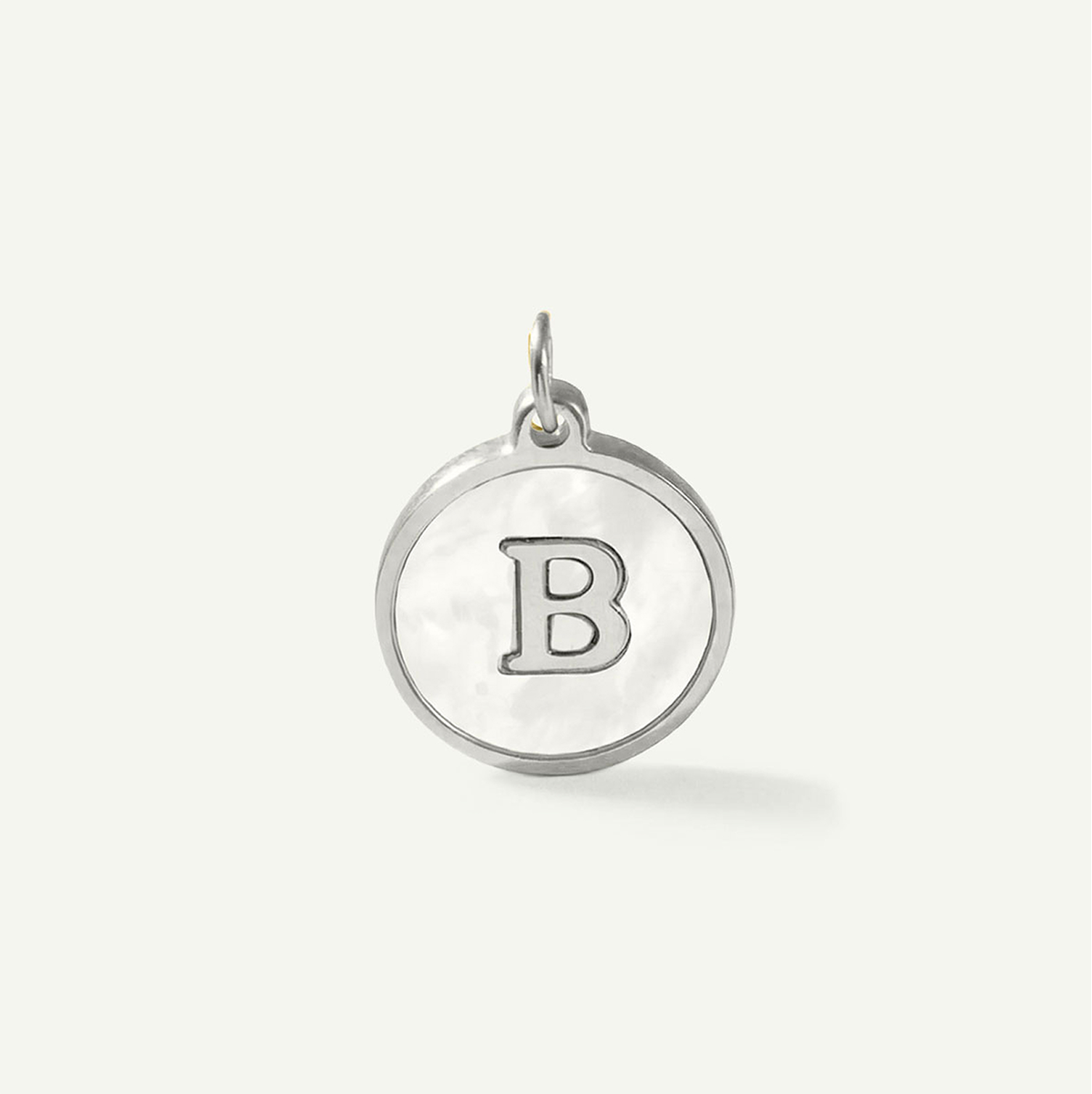 MOP Circle Monogram Letter Charm