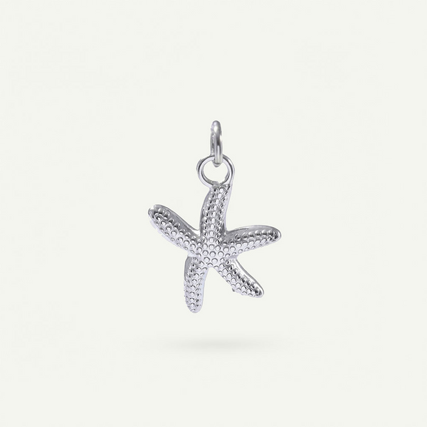 Textured Starfish Charm, Silver