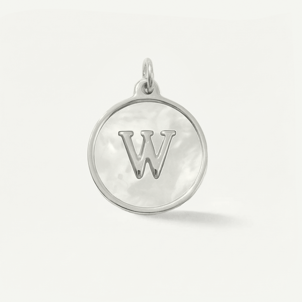 MOP Circle Monogram Letter Charm