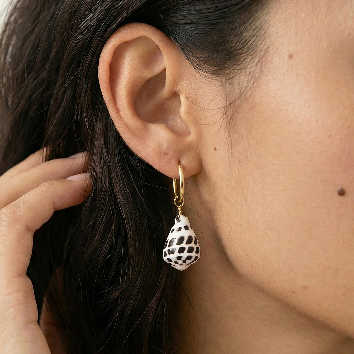 Hebrew Shell Mini Hoops