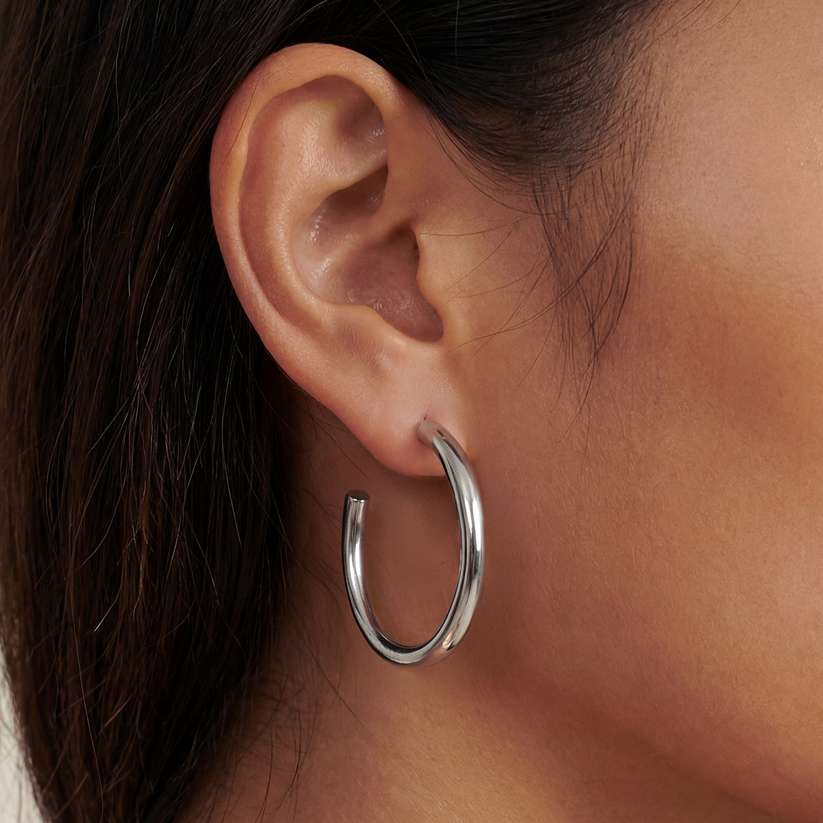 Everyday Large Hoops, Silver