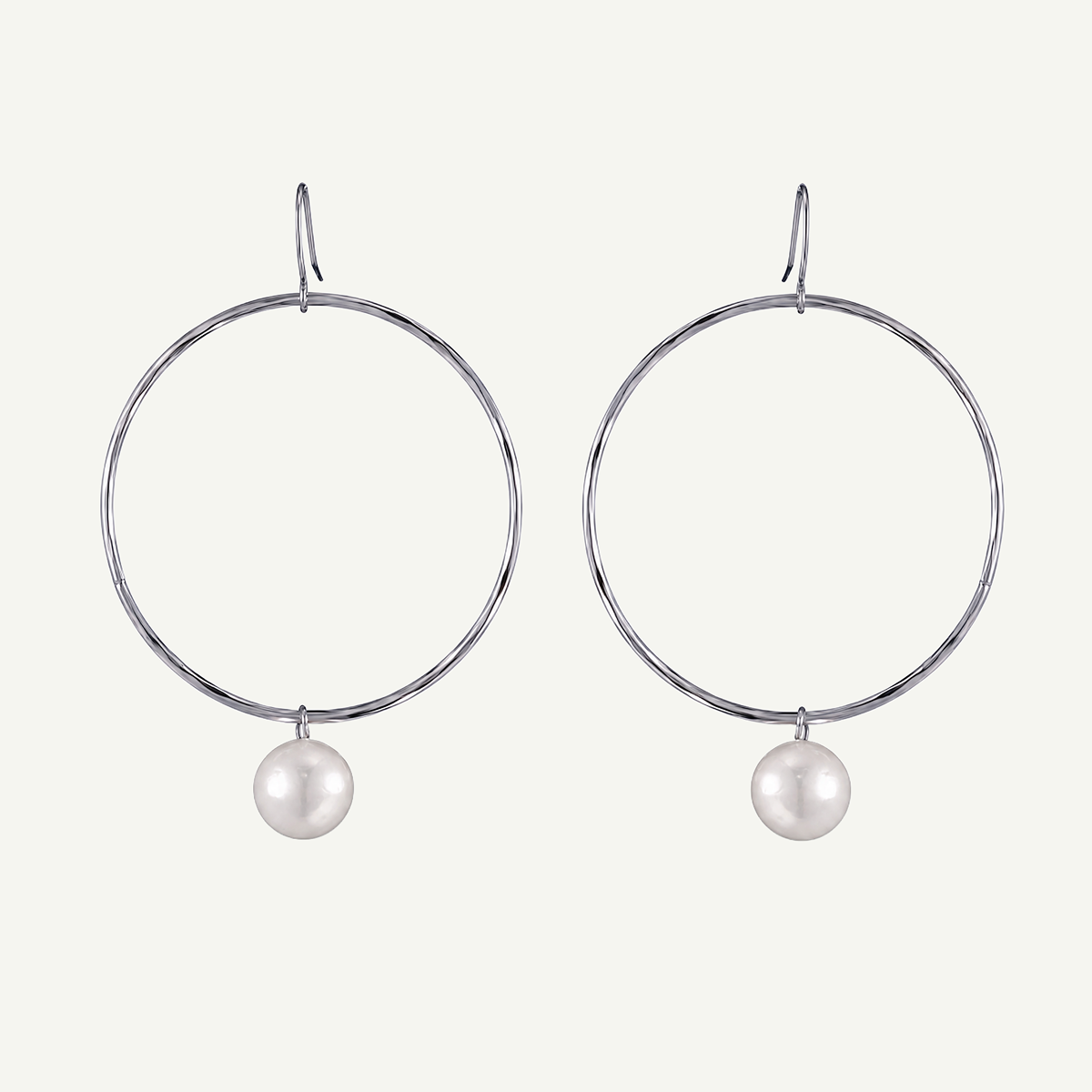 Lulu White Pearl Hoops