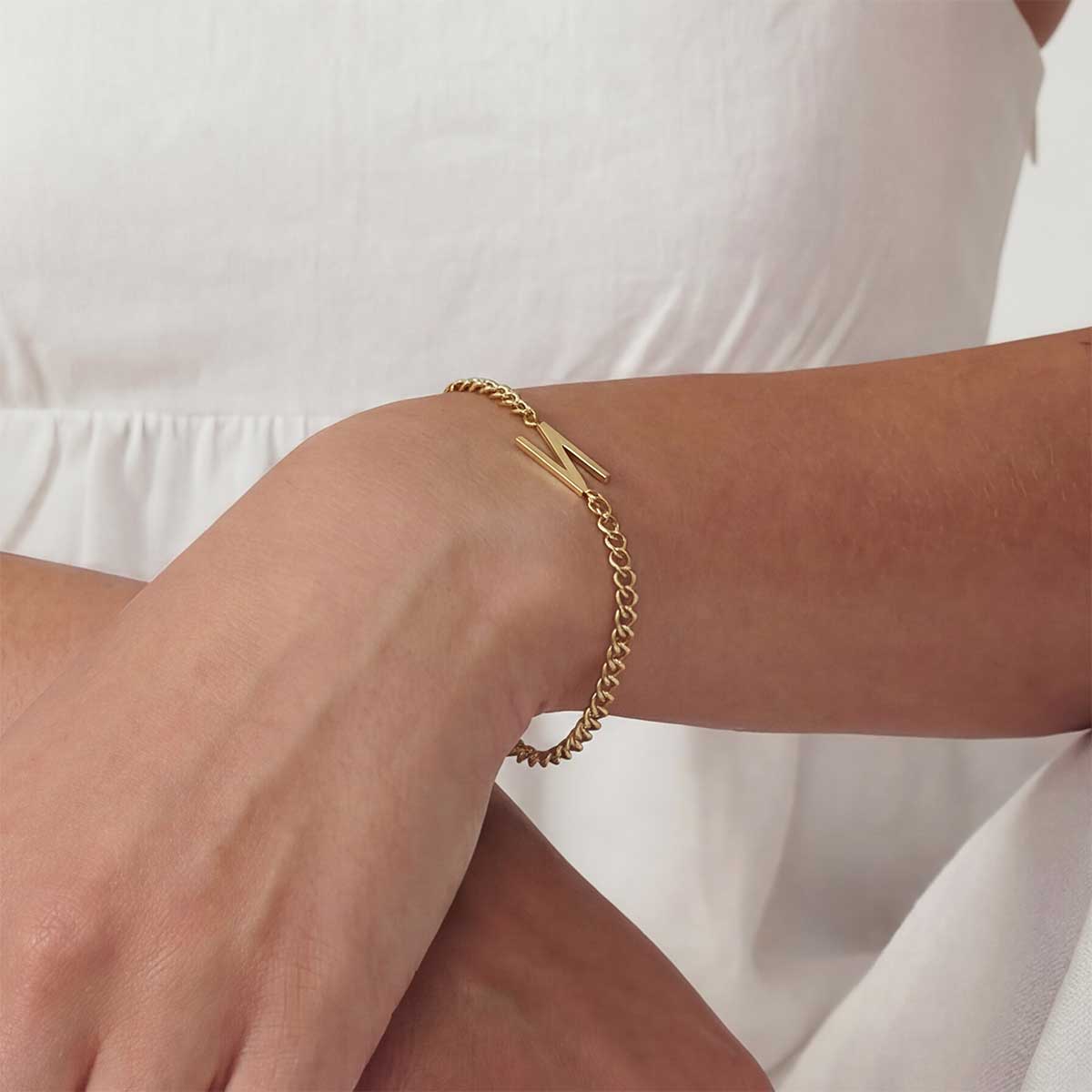 Monogramed Curb Chain Bracelet