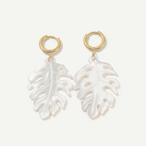 Monstera Mother of Pearl Huggies, Gold