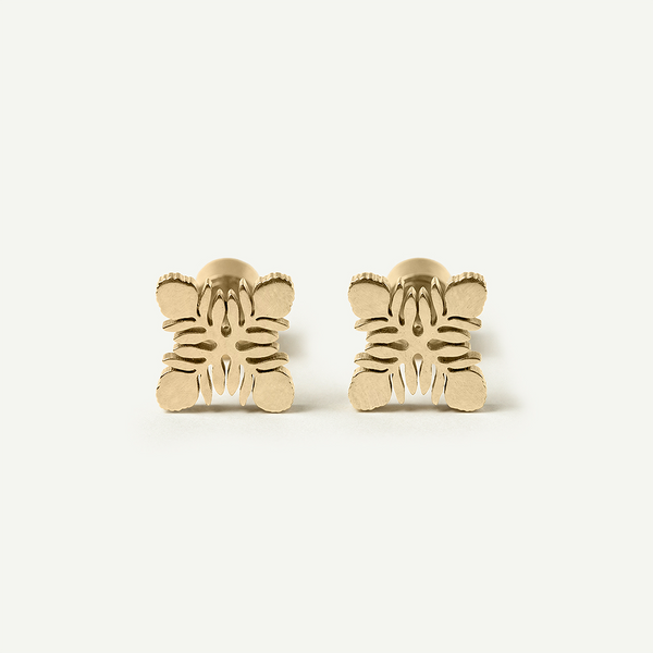 Leafy Protea Mini Studs, Gold