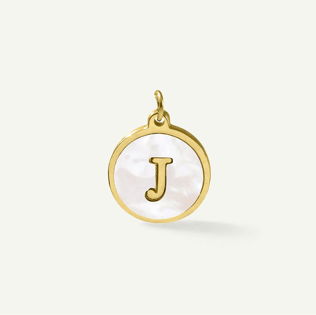 MOP Circle Monogram Letter Charm