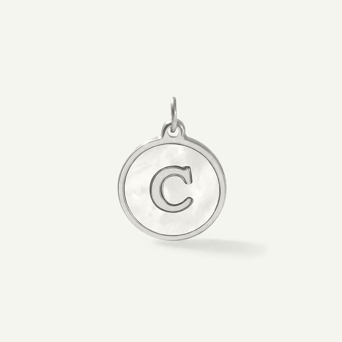 MOP Circle Monogram Letter Charm