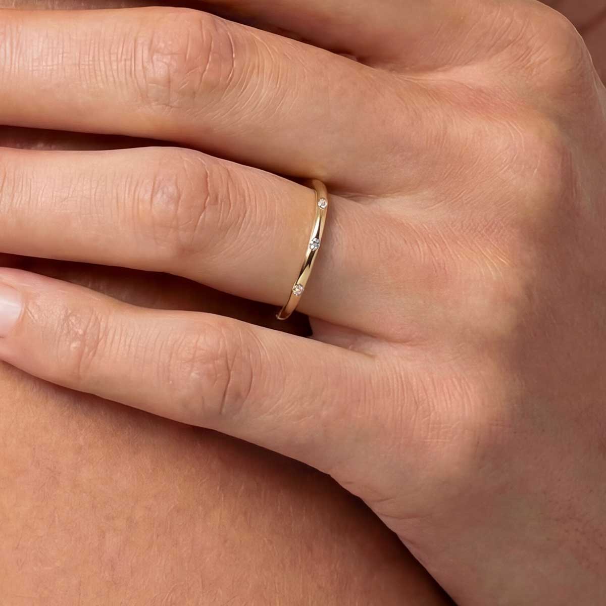 4 Diamond Thin Ring