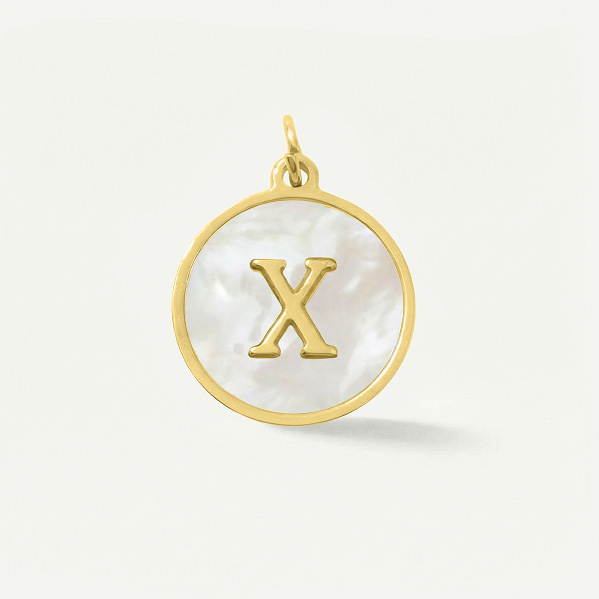 MOP Circle Monogram Letter Charm