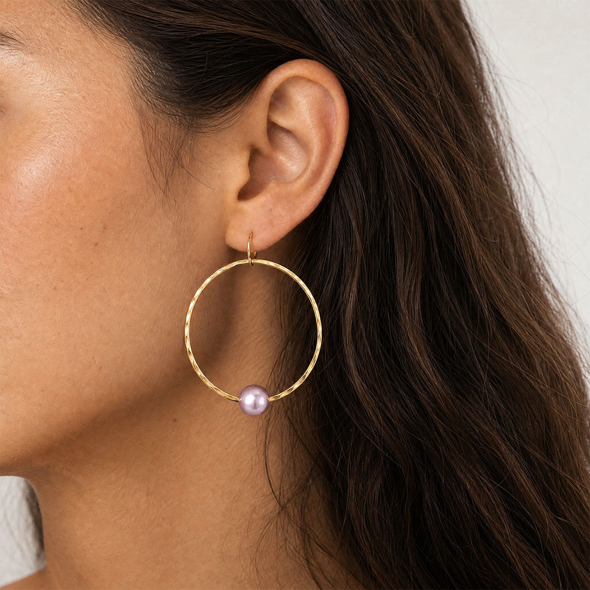 Hana Grey Pearl Hoops