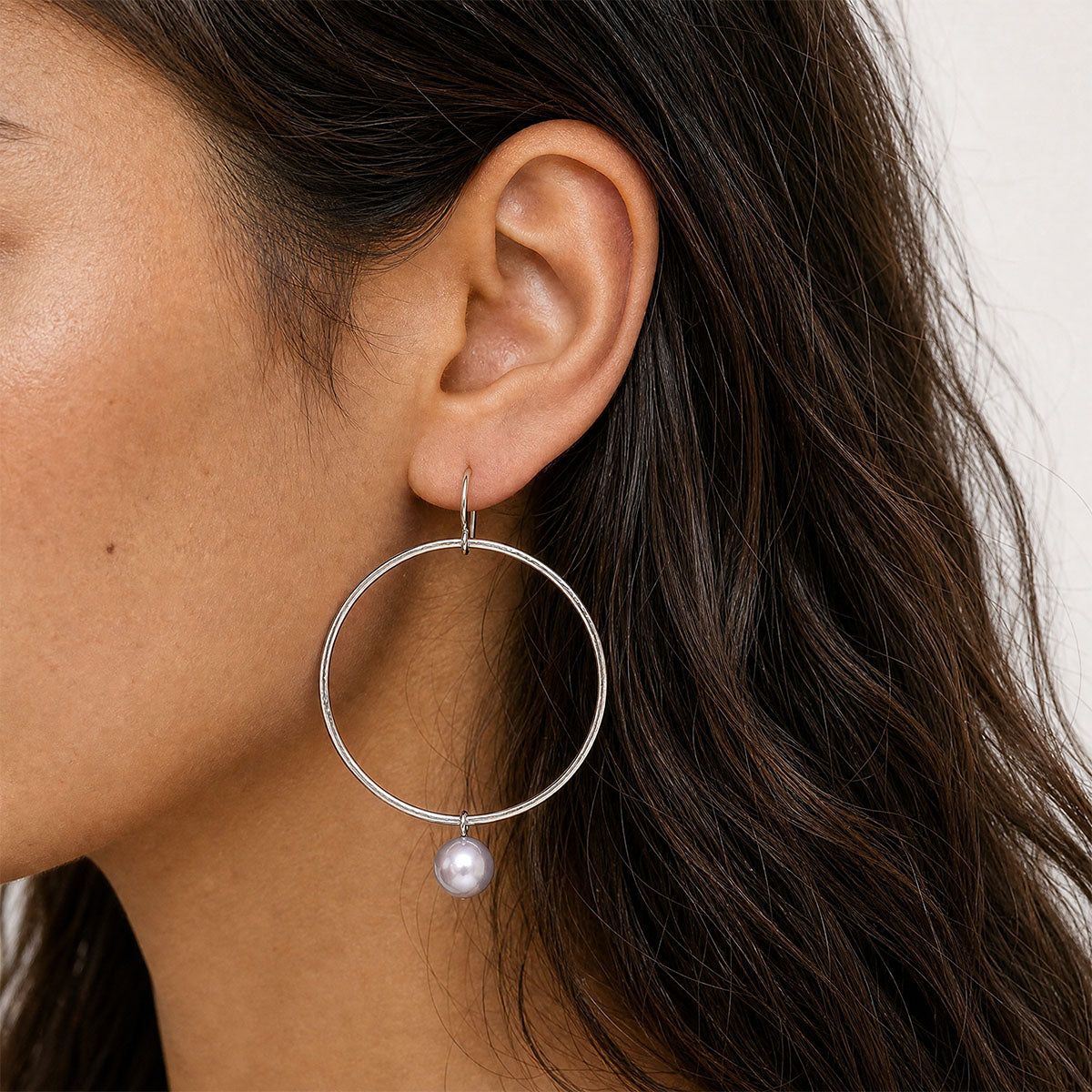 Lulu Grey Pearl Hoops