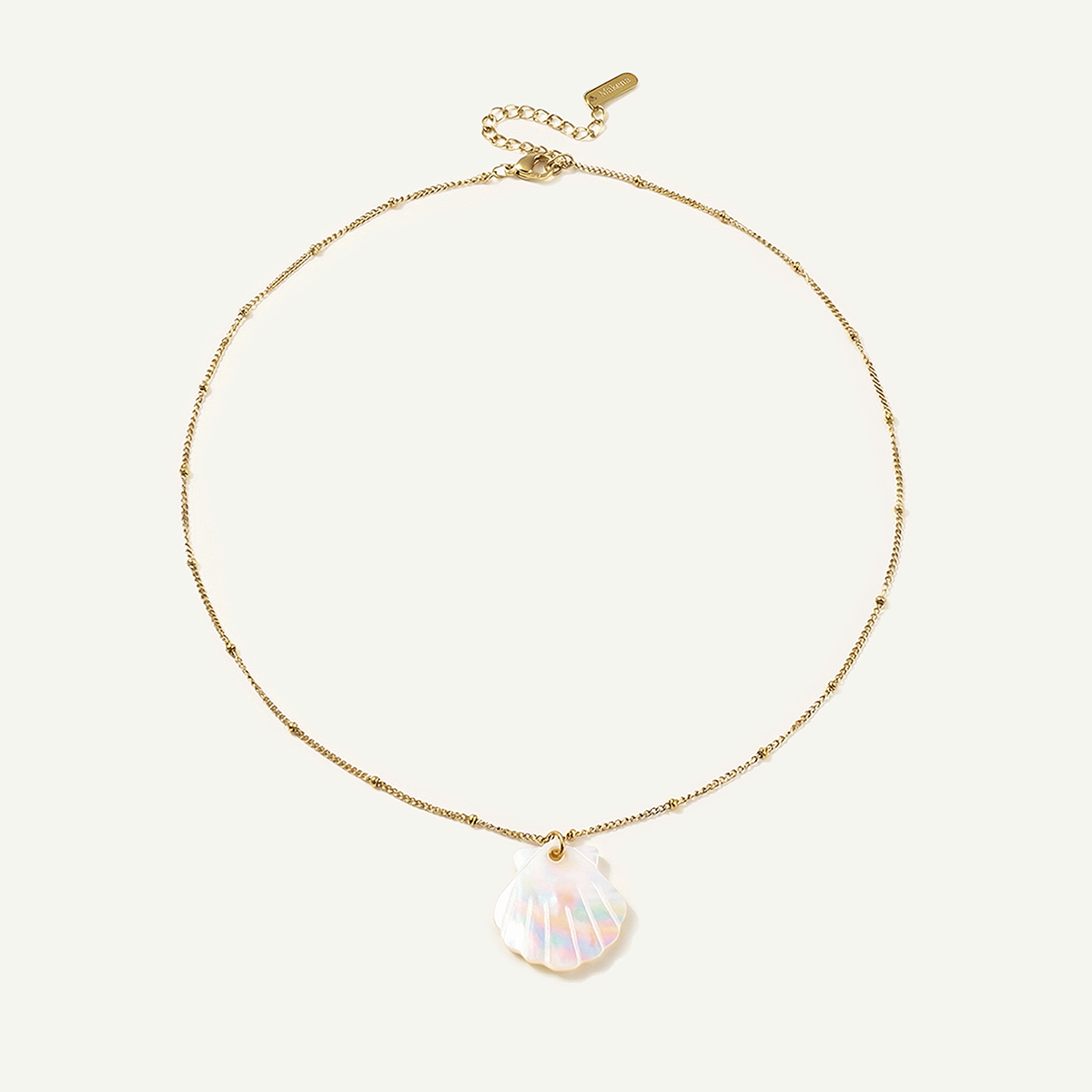 Mother of Pearl Shell Necklace, Gold