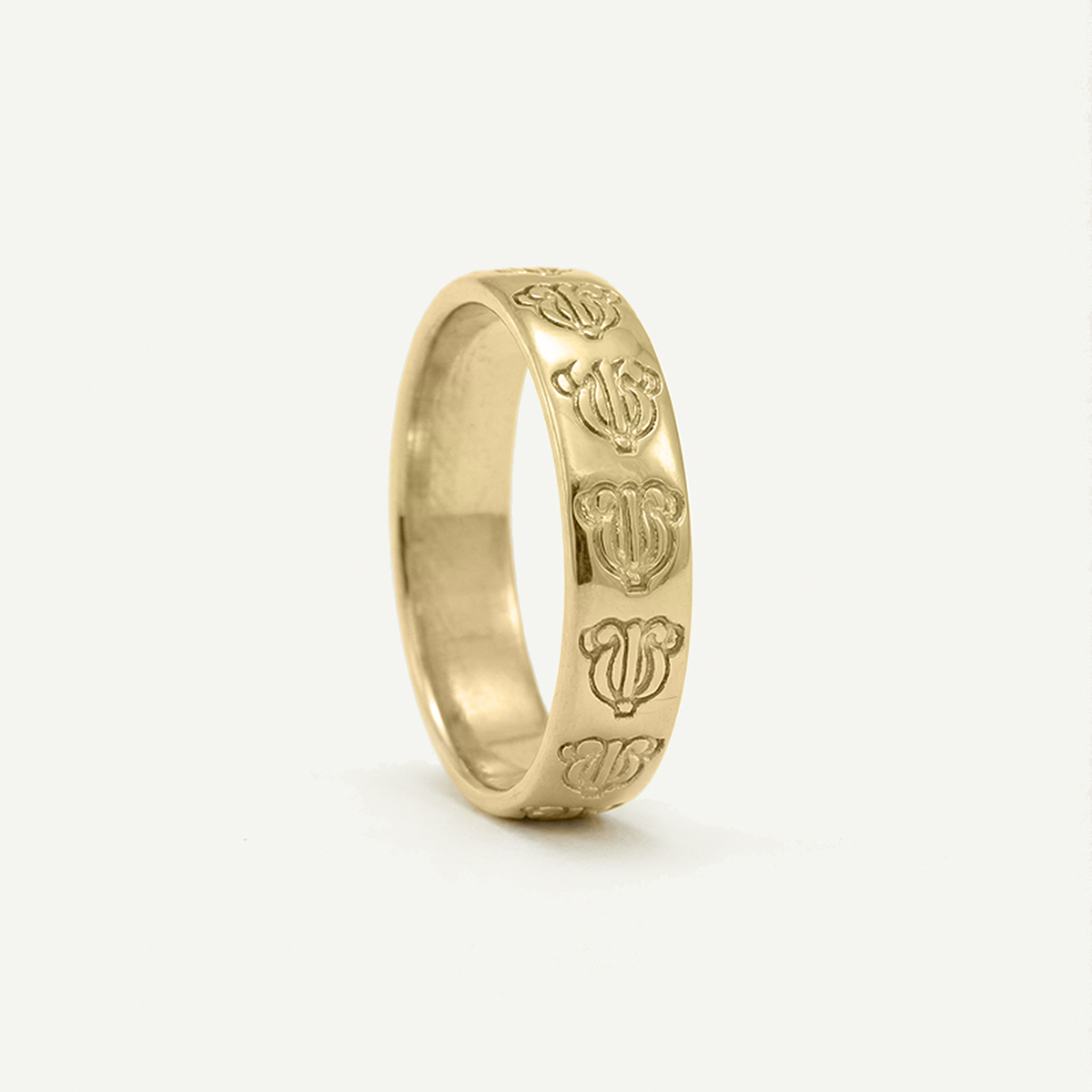 Crown Flower Imprint Closed Ring
