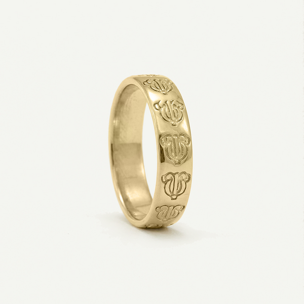 Crown Flower Imprint Closed Ring