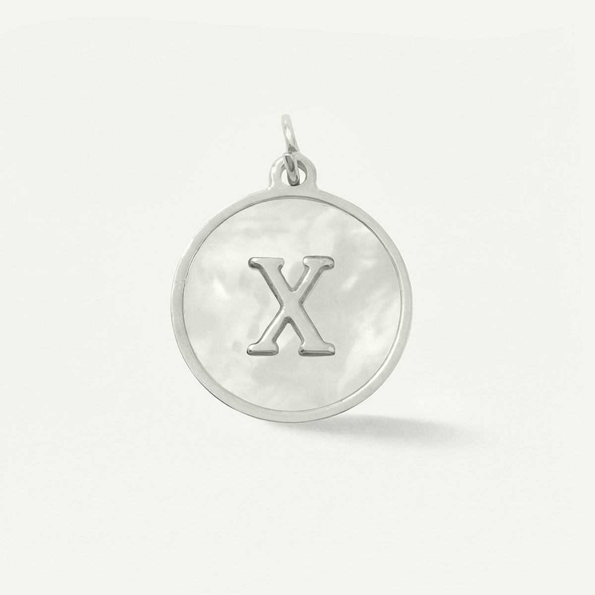 MOP Circle Monogram Letter Charm