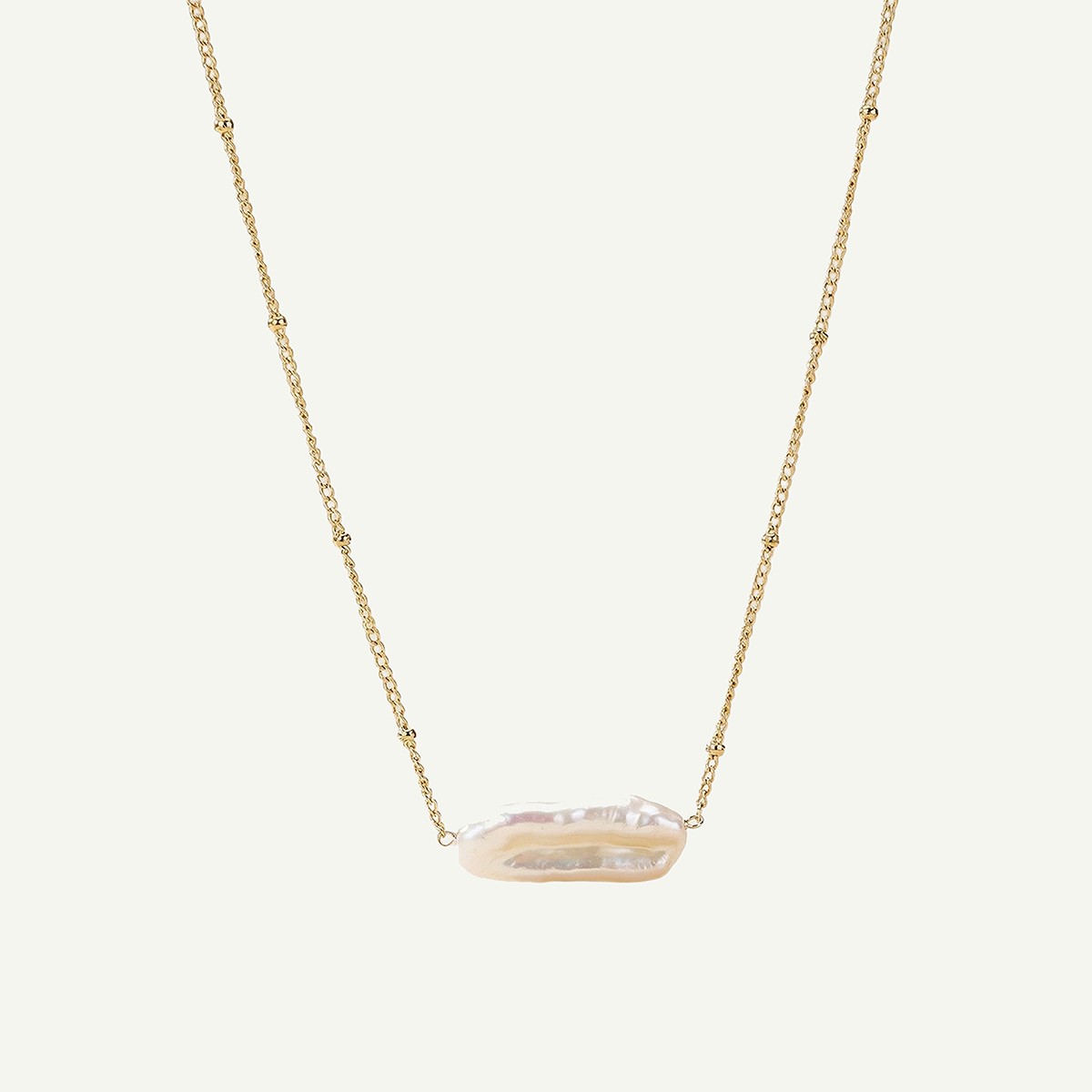 Baroque Pearl Bar Necklace, Gold