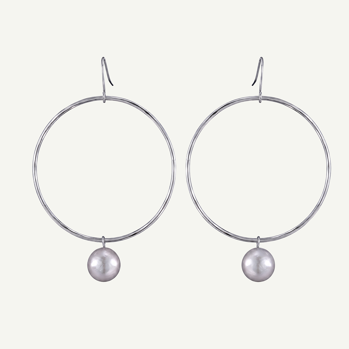Lulu Grey Pearl Hoops