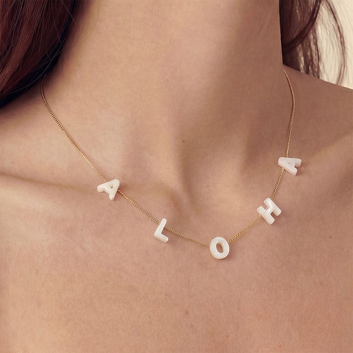 Aloha Mother of Pearl Necklace, Gold