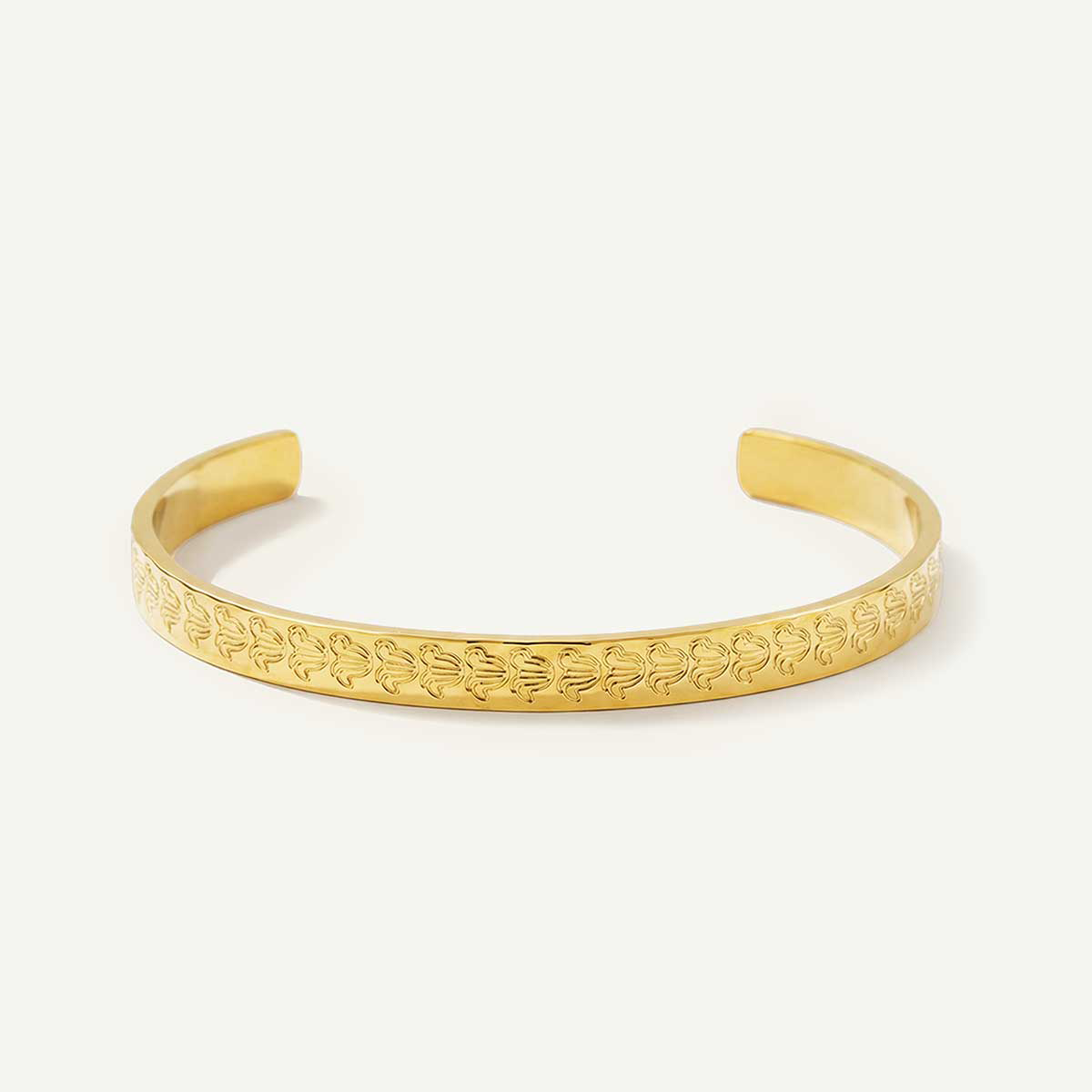 Crown Flower Hammered Imprint Cuff, Gold