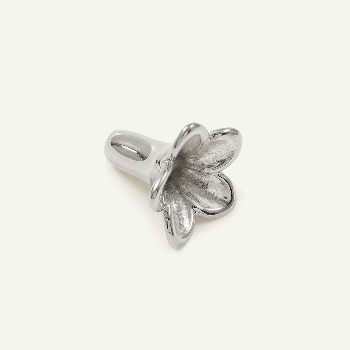 Plumeria Bead Charm, Silver