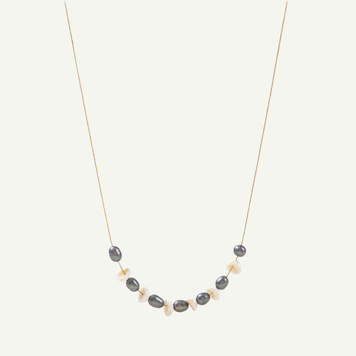 Puka Pearl Necklace, Gold