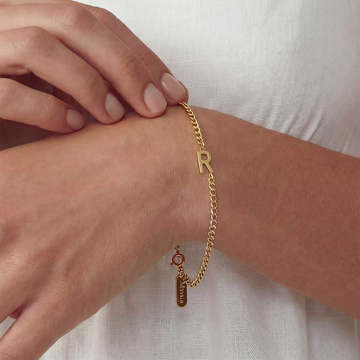 Monogramed Curb Chain Bracelet