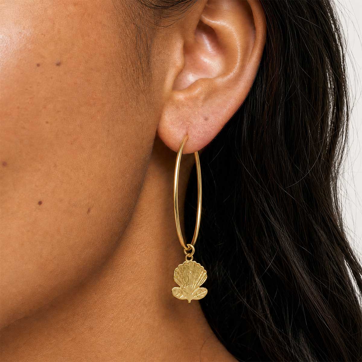 ‘Ōhi‘a Lehua Large Hoops, Gold