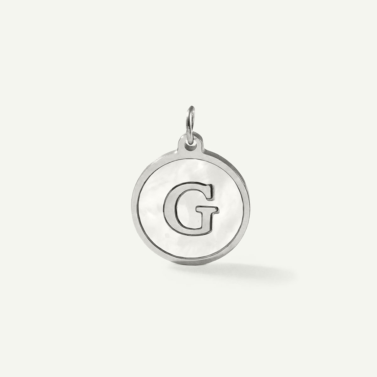 MOP Circle Monogram Letter Charm