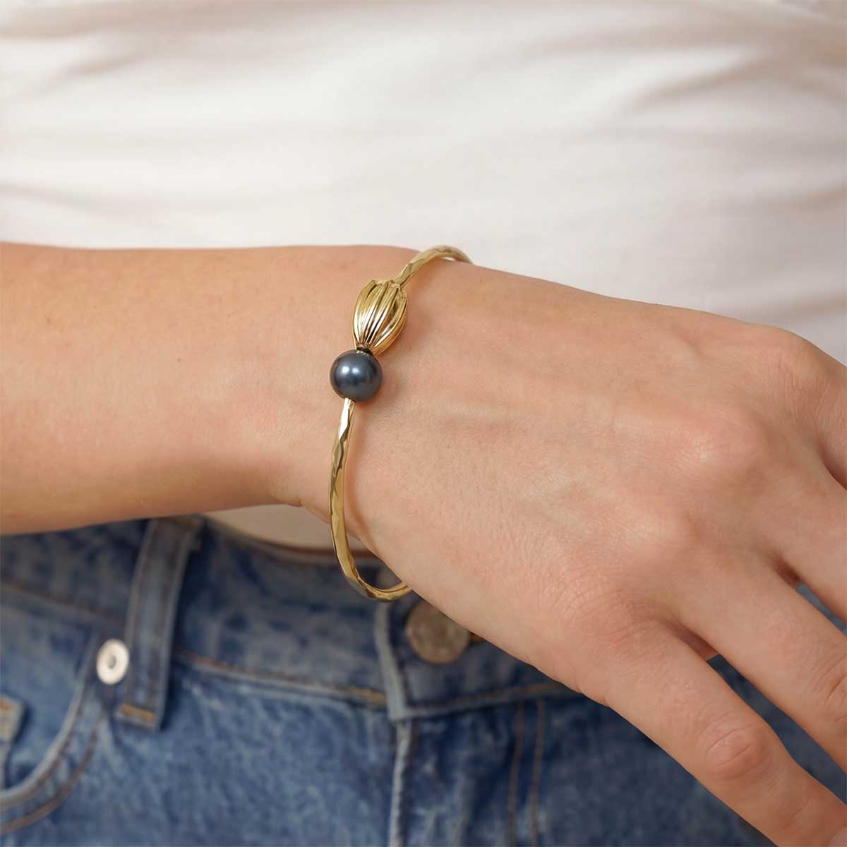 Pikake and Pearl Bangle