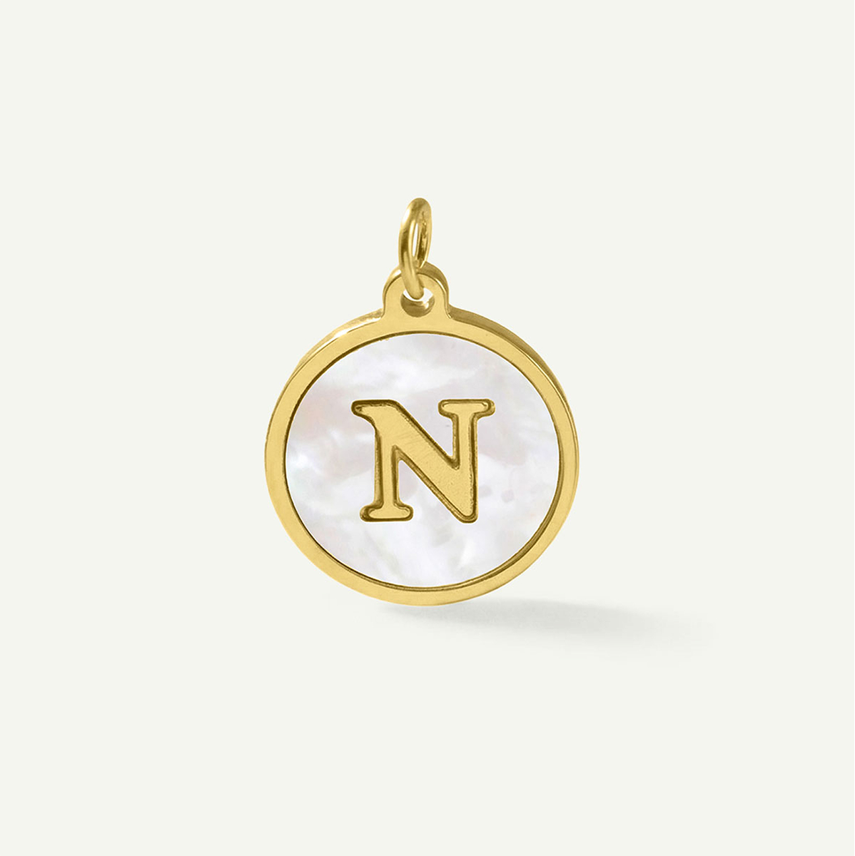 MOP Circle Monogram Letter Charm