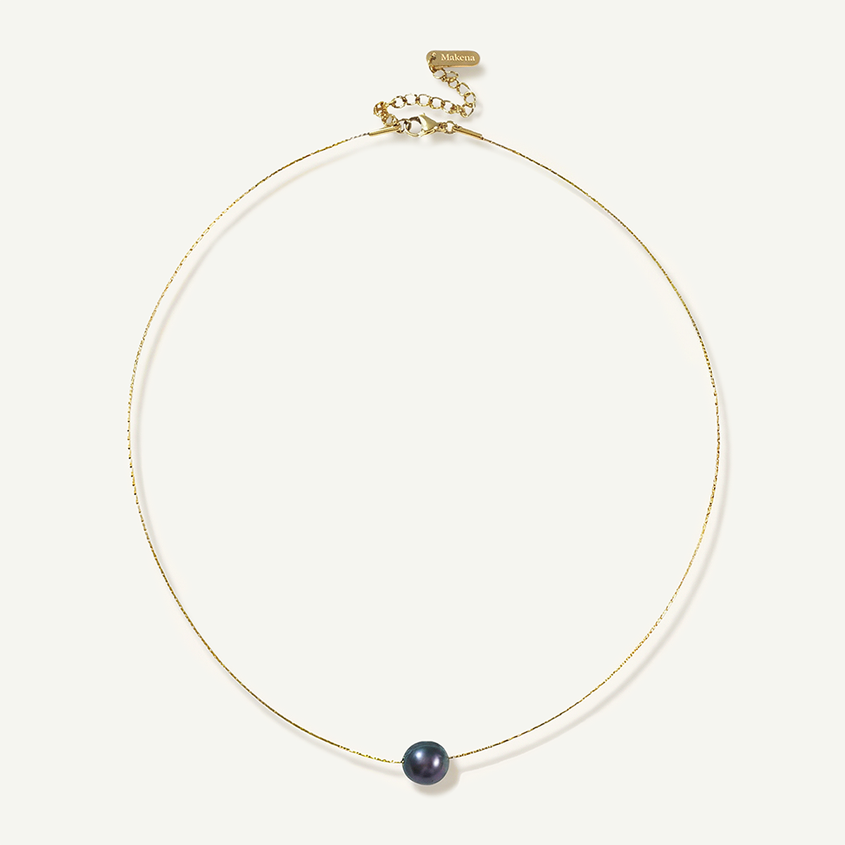 Dark Pearl Necklace, Gold