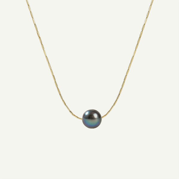 Dark Pearl Necklace, Gold