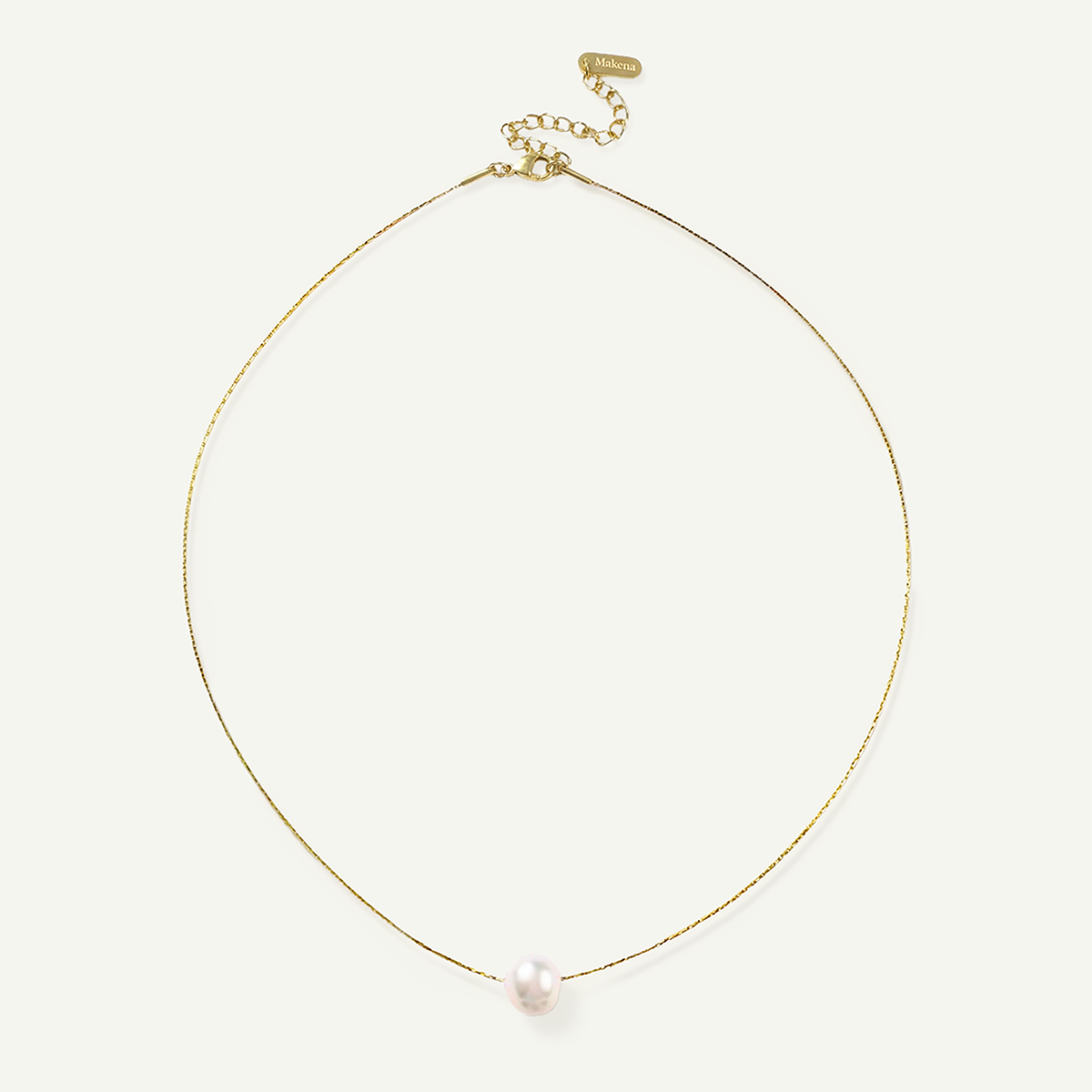 White Pearl Necklace, Gold
