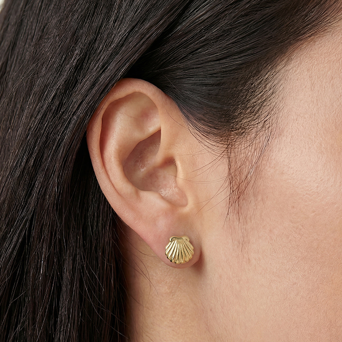 Mini Golden Shell Studs, Gold