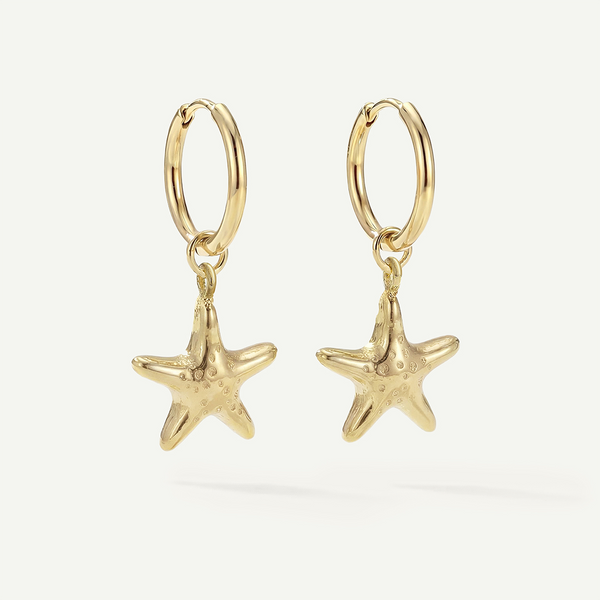 Starfish Mini Hoops, Gold