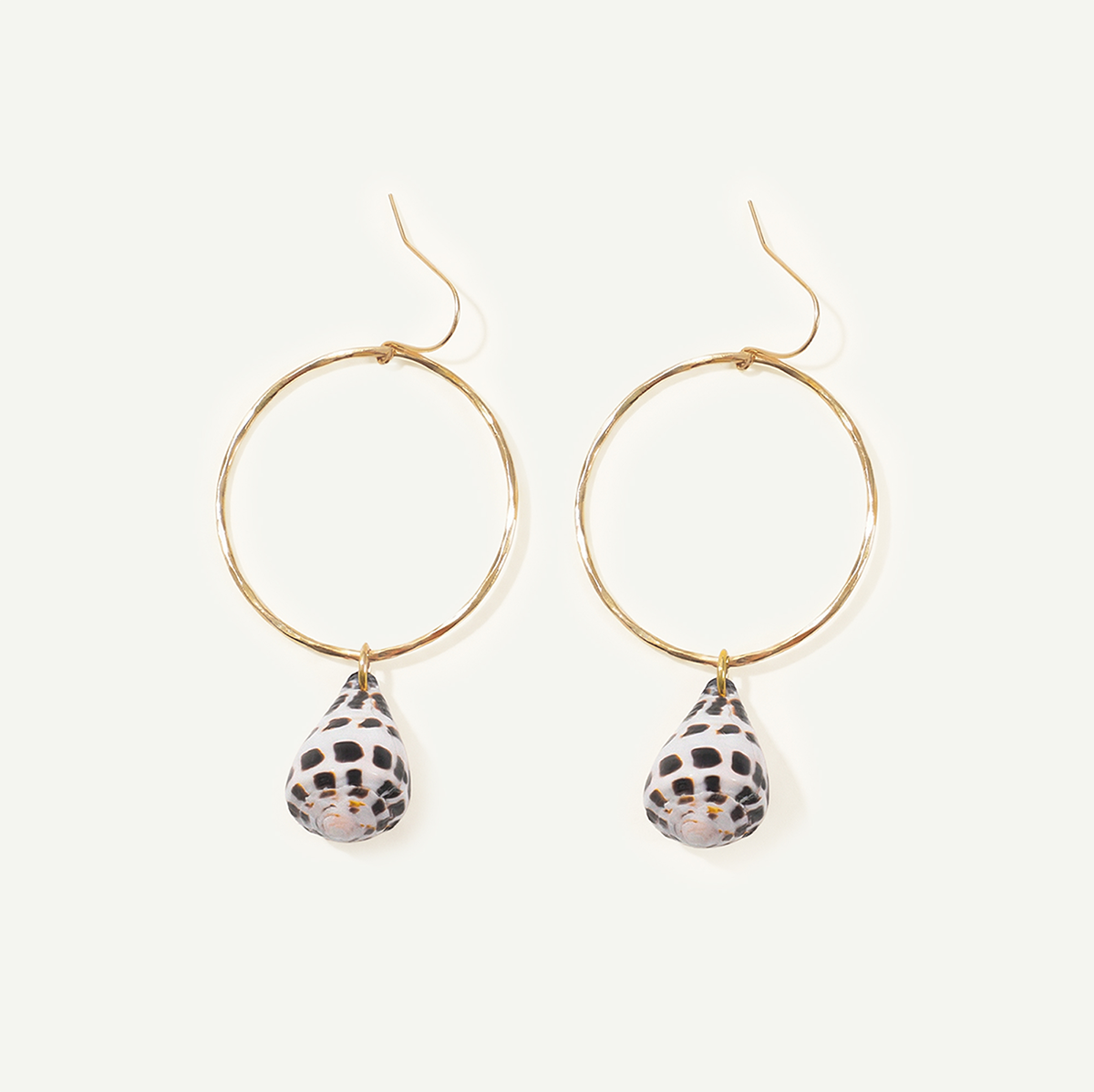 Hebrew Shell Drop Hoops