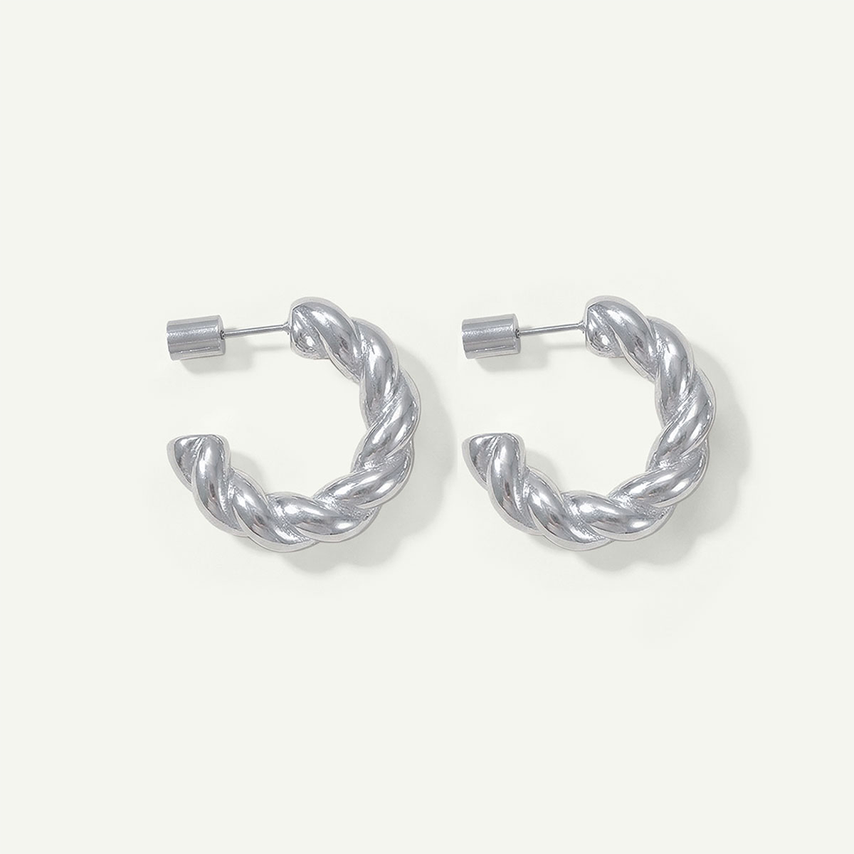 Twisted Mini Hoops, Silver