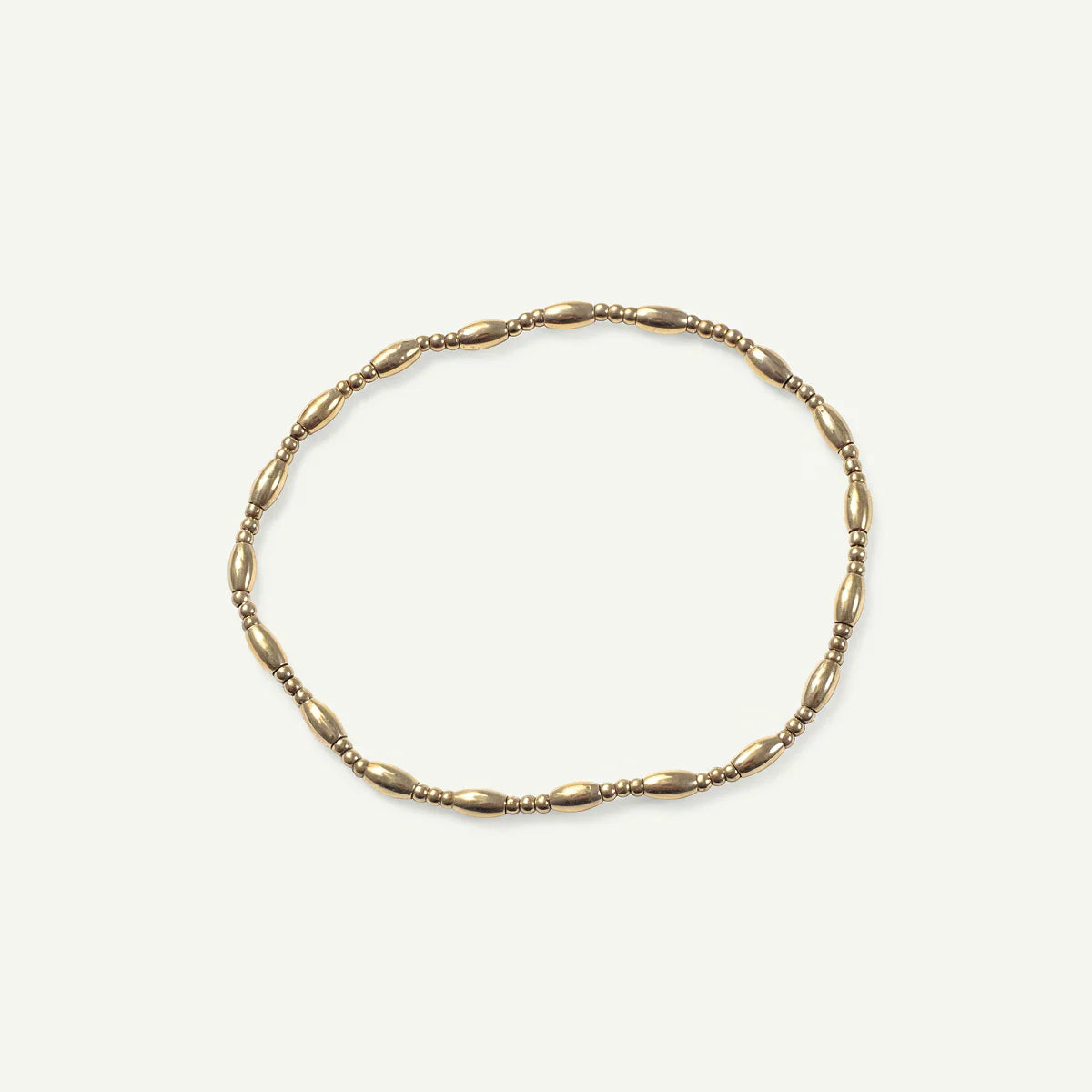 Circle and Oval Bead Elastic Bracelet, Gold