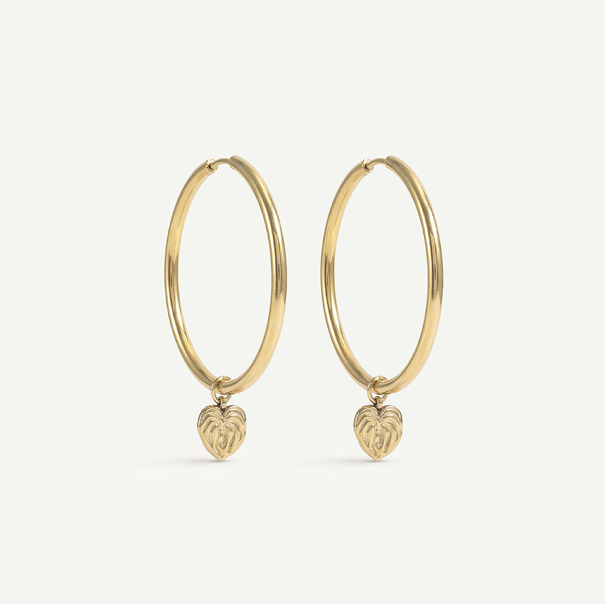 Anthurium Mini Charm Large Hoops, Gold