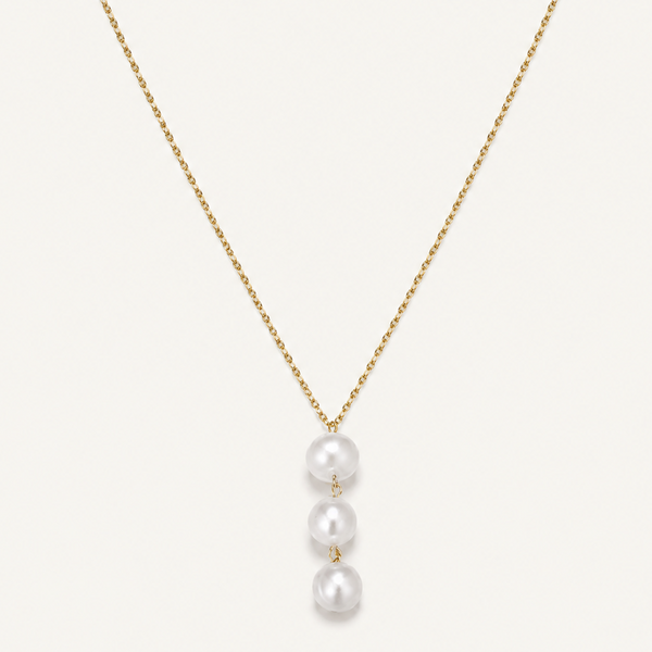 Leia White Pearl Necklace, Gold