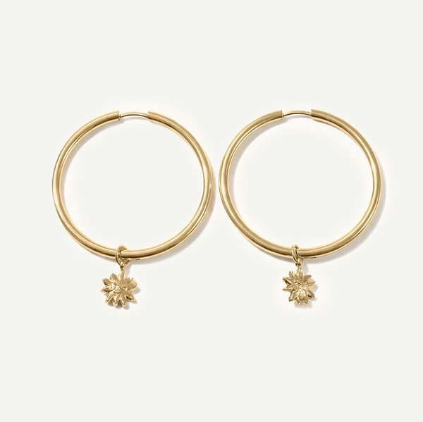 Lilikoi Mini Charm Large Hoops, Gold